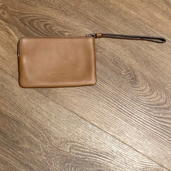 EUC Vintage COACH Tan Leather Glitter Cheeky Zip Wristlet - Picture 4 of 12